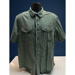 Woolrich Men’s XL Short Sleeve Button Down Shirt Green Casual Workwear